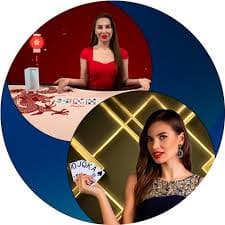 Meja roulette langsung dengan roda mekanis dan dealer yang menunjukkan hasil kepada pemain